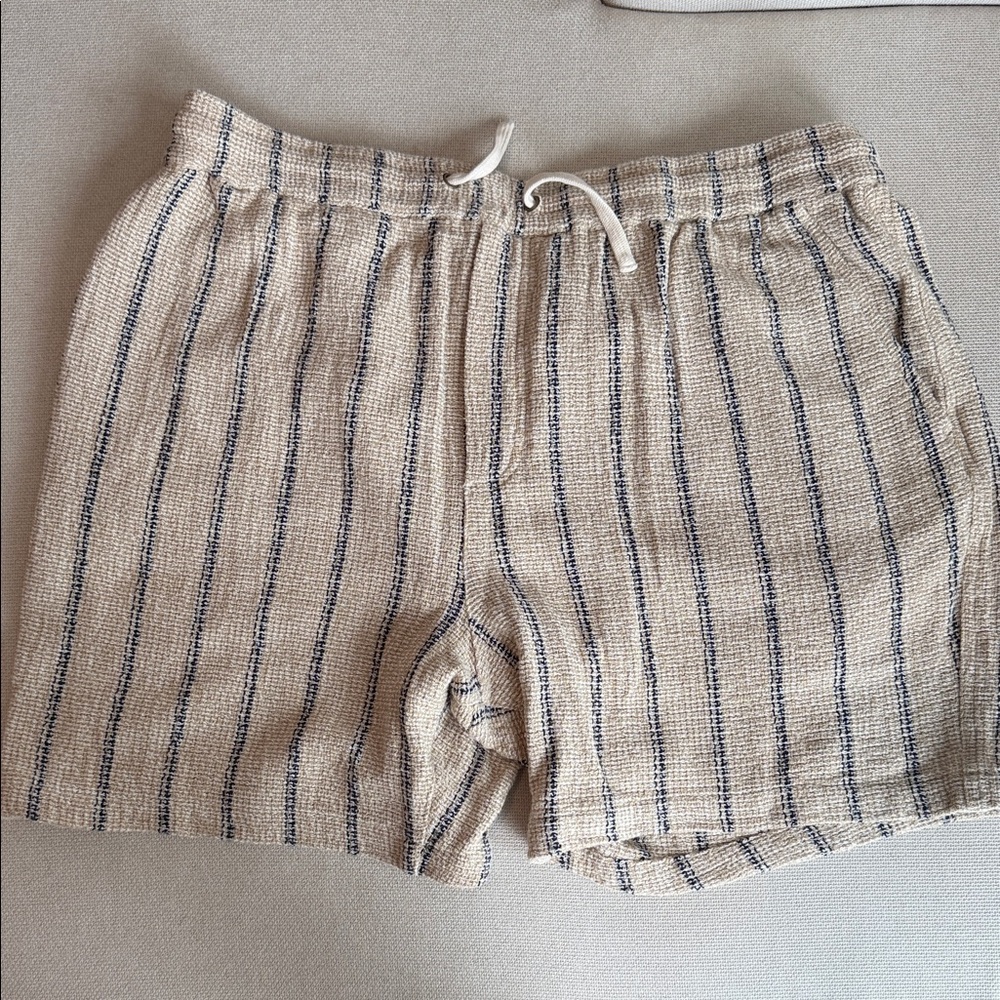 Marine Layer Tan and Navy Striped Men's Shorts